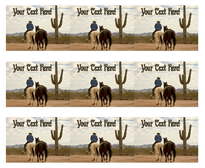 Cowboy with Two Horses - Edible Cake Topper, Cupcake Toppers, Strips