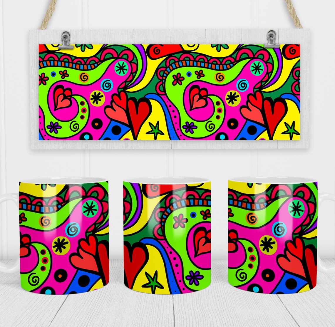 Crazy Hand Drawn Doodle Mug Gift for Mom, Anniversary Gift for Her/Him, Valentine's day gifts