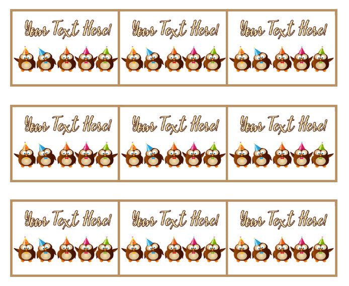 Cute Birthday Owls - Edible Cake Topper, Cupcake Toppers, Strips