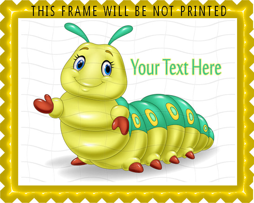 CUTE CATERPILLAR - Edible Cake Topper or Cupcake topper, Decor