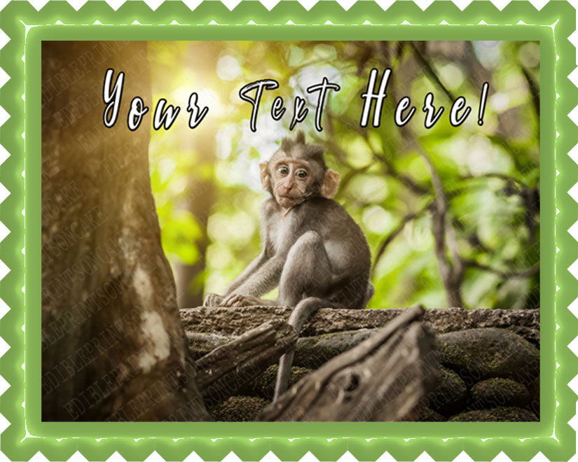 Cute Little Baby Monkey - Edible Cake Topper, Cupcake Toppers, Strips