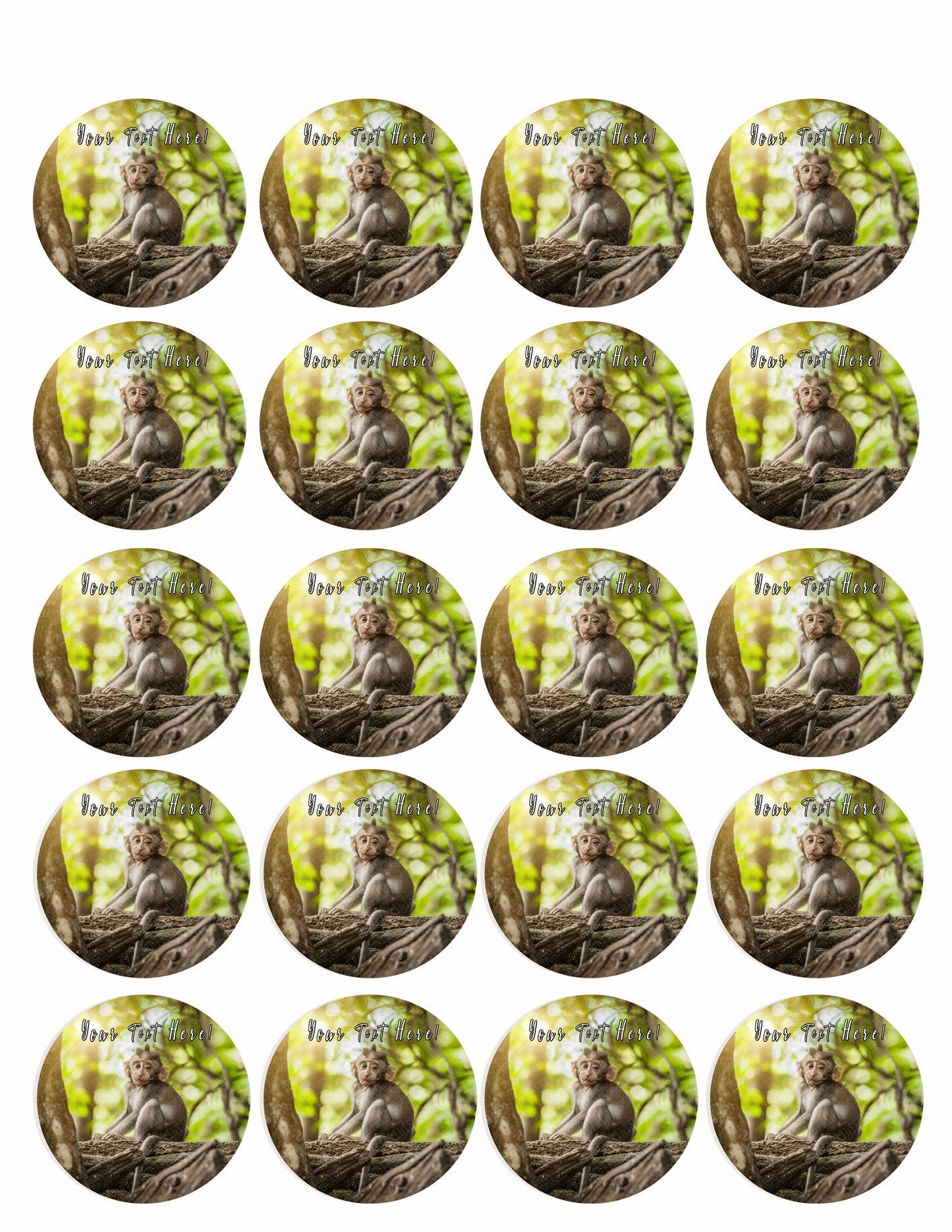 Cute Little Baby Monkey - Edible Cake Topper, Cupcake Toppers, Strips