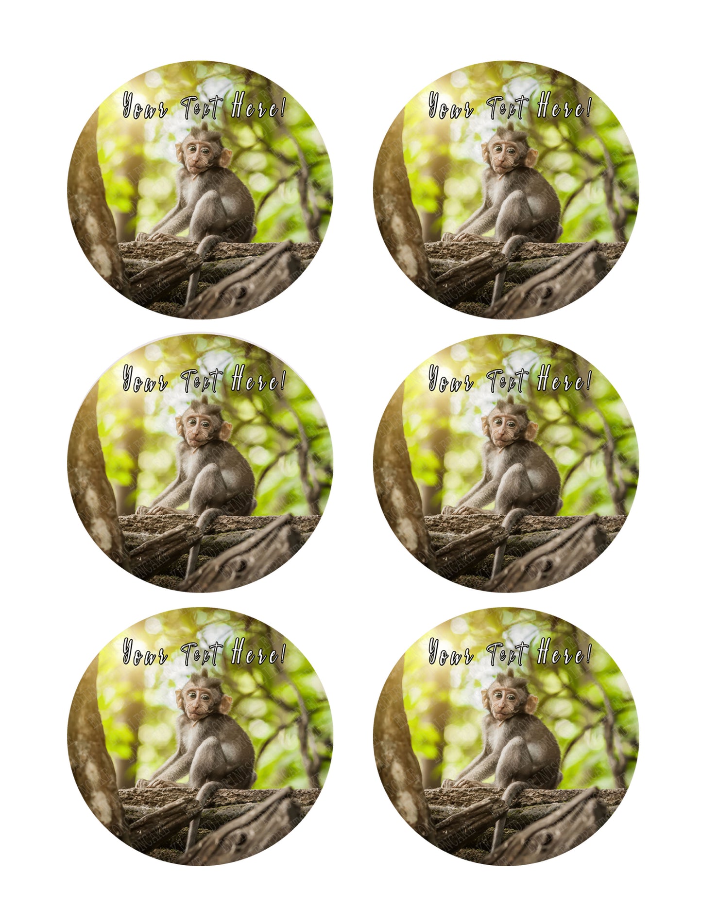 Cute Little Baby Monkey - Edible Cake Topper, Cupcake Toppers, Strips