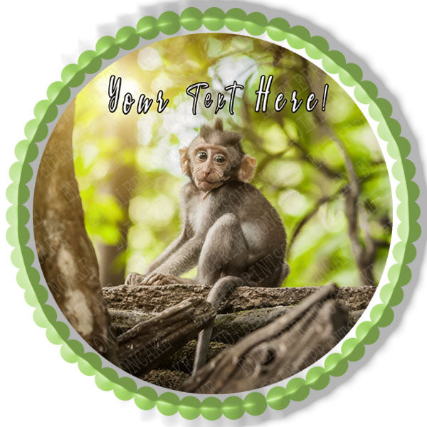 Cute Little Baby Monkey - Edible Cake Topper, Cupcake Toppers, Strips