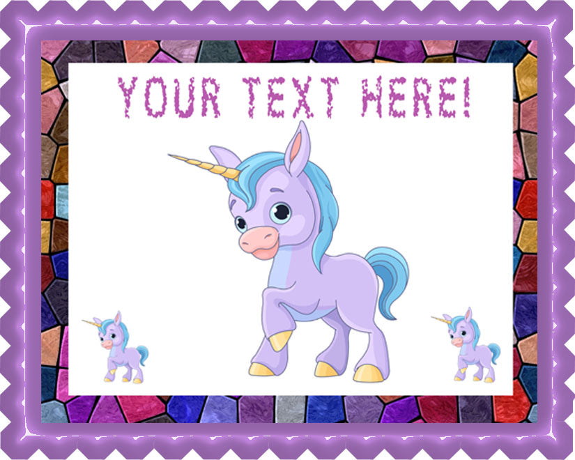 Cute Baby Unicorn - Edible Cake Topper, Cupcake Toppers, Strips