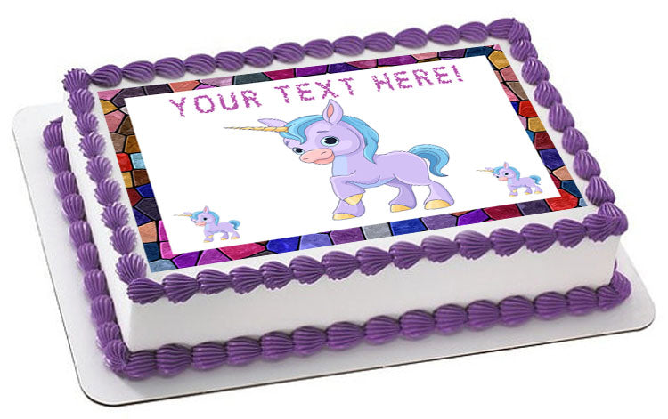 Cute Baby Unicorn - Edible Cake Topper, Cupcake Toppers, Strips