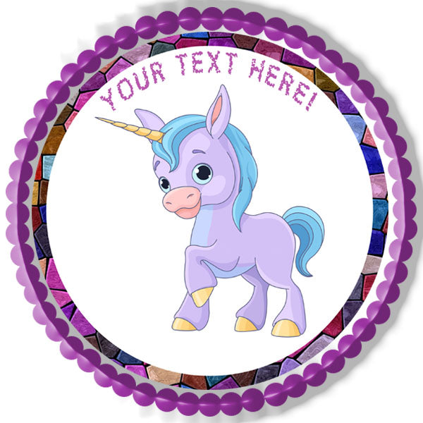 Cute Baby Unicorn - Edible Cake Topper, Cupcake Toppers, Strips