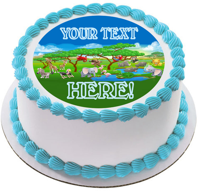 Cute Cartoon Safari Animal - Edible Cake Topper, Cupcake Toppers, Strips