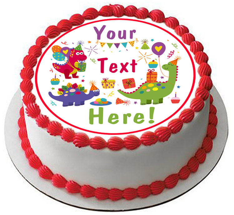 Cute Dinosaurs Birthday - Edible Cake Topper, Cupcake Toppers, Strips