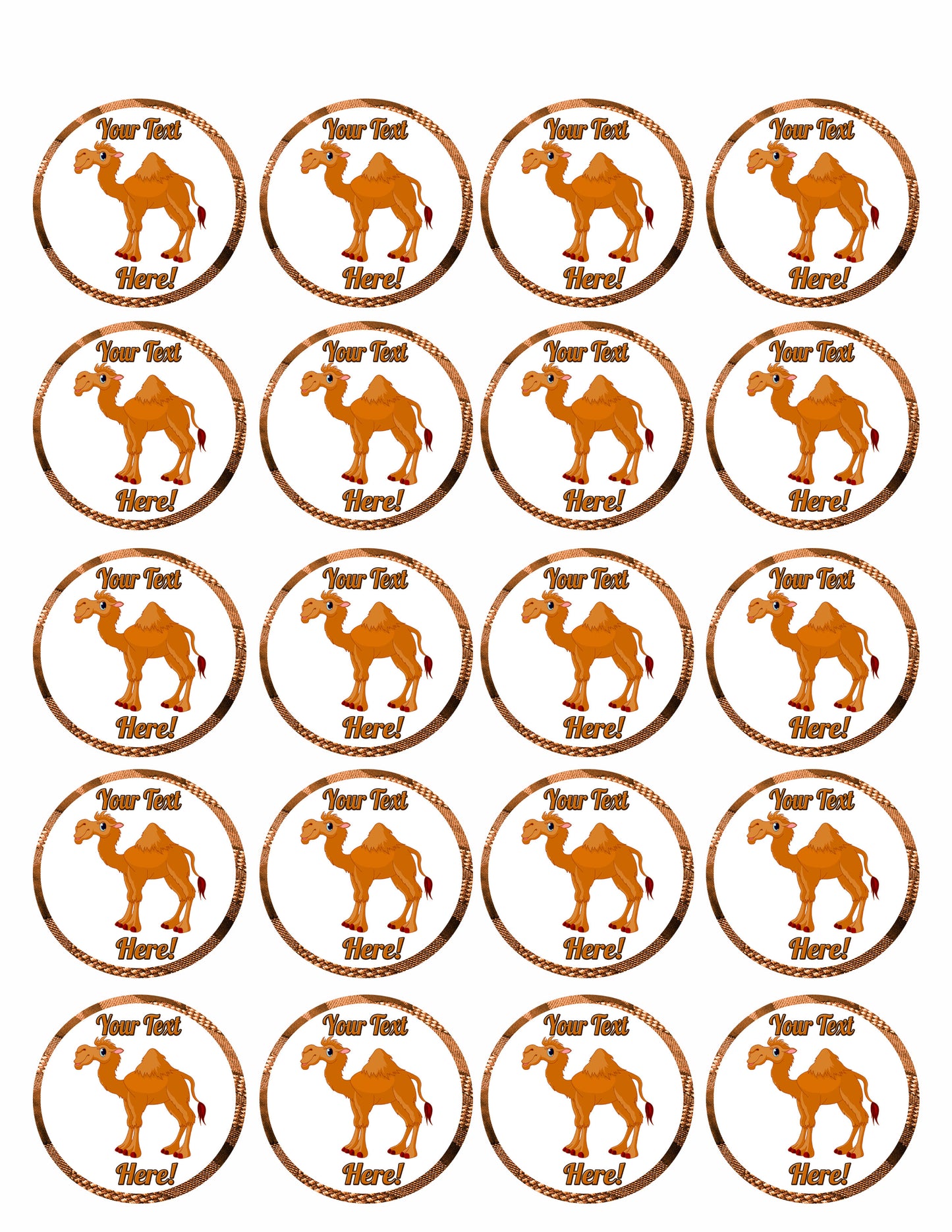 Cute Funny Camel - Edible Cake Topper, Cupcake Toppers, Strips