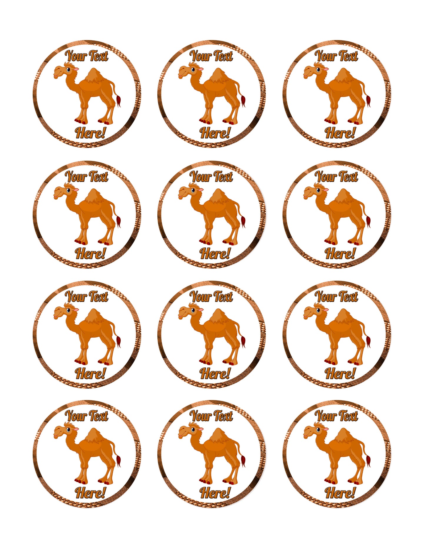 Cute Funny Camel - Edible Cake Topper, Cupcake Toppers, Strips