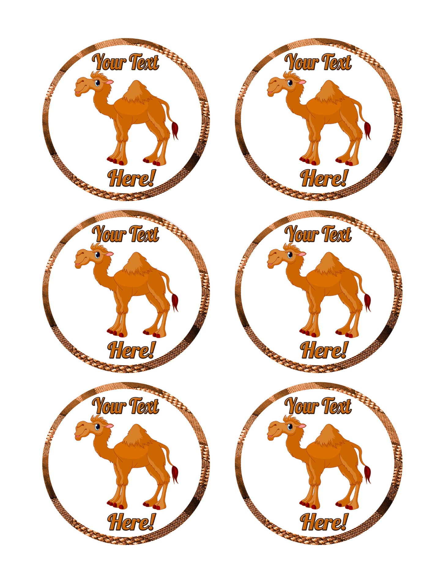 Cute Funny Camel - Edible Cake Topper, Cupcake Toppers, Strips