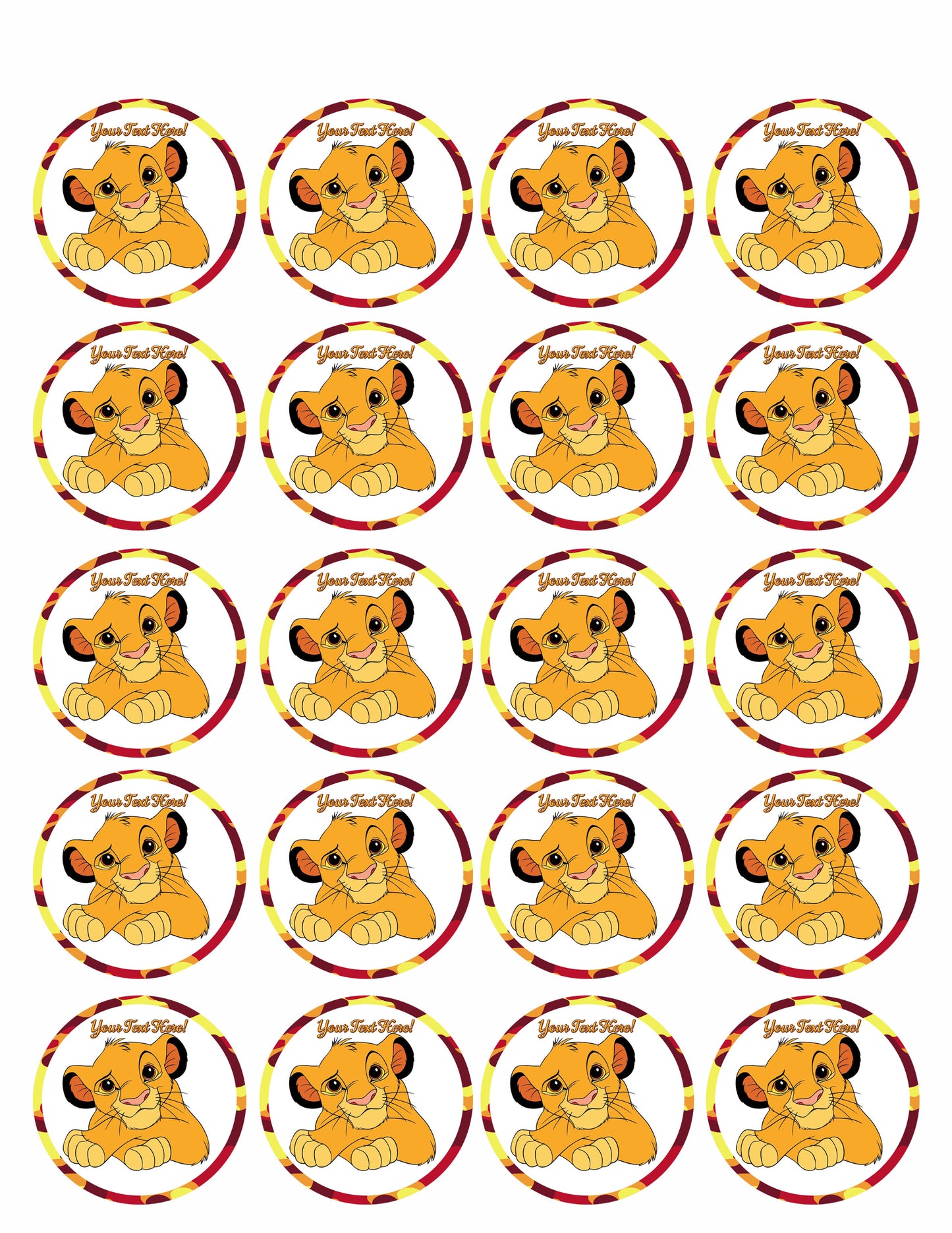 Cute Lion - Edible Cake Topper, Cupcake Toppers, Strips