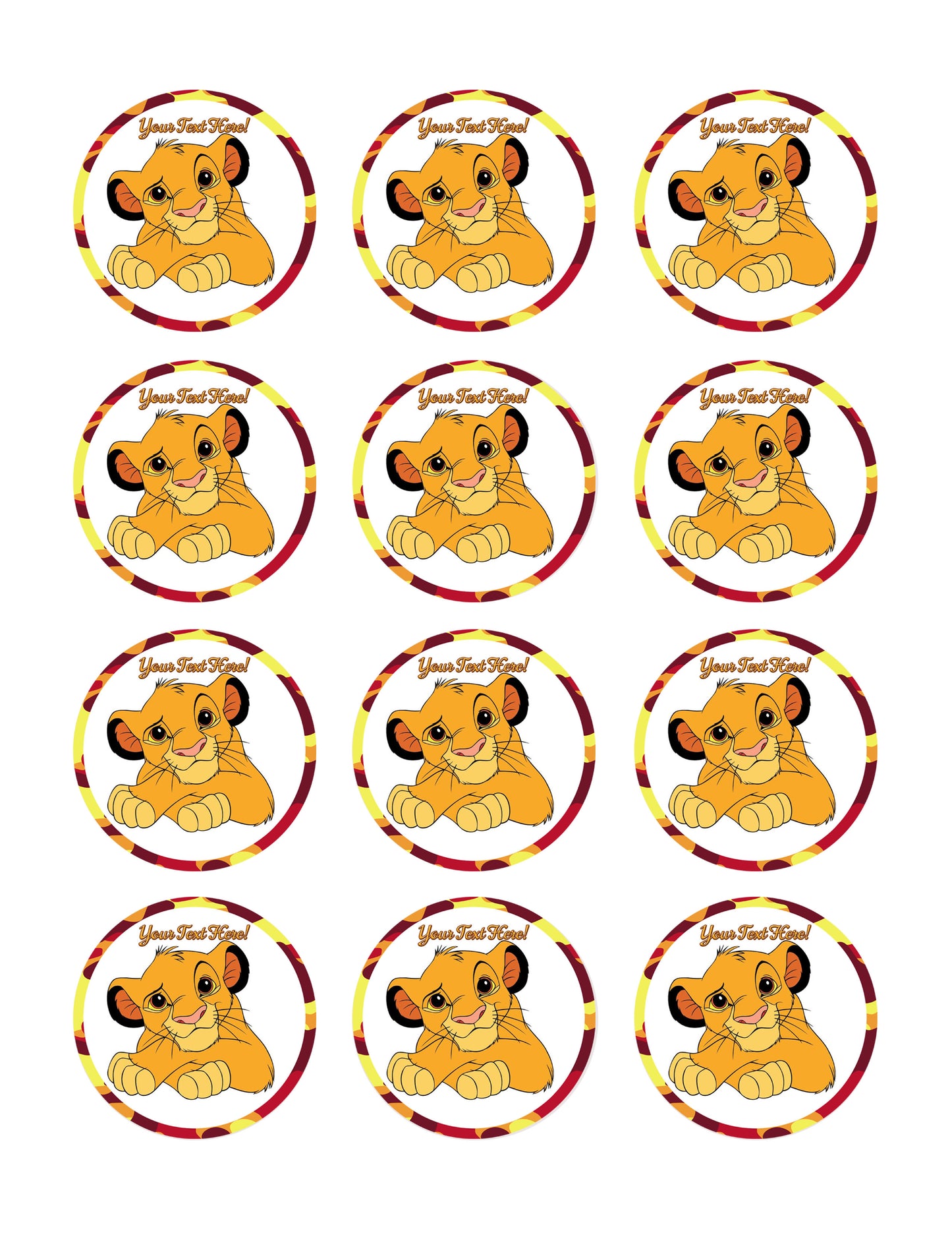 Cute Lion - Edible Cake Topper, Cupcake Toppers, Strips