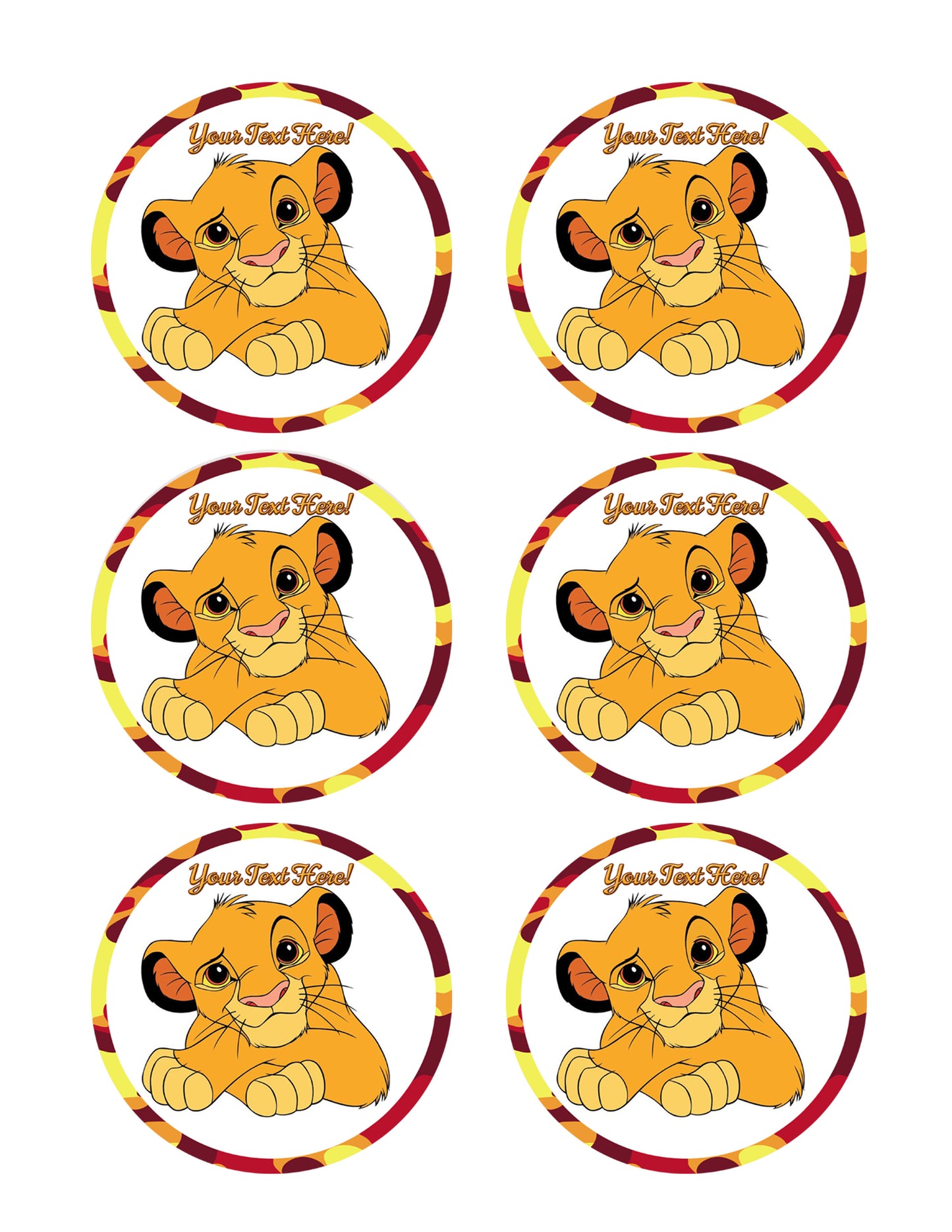 Cute Lion - Edible Cake Topper, Cupcake Toppers, Strips