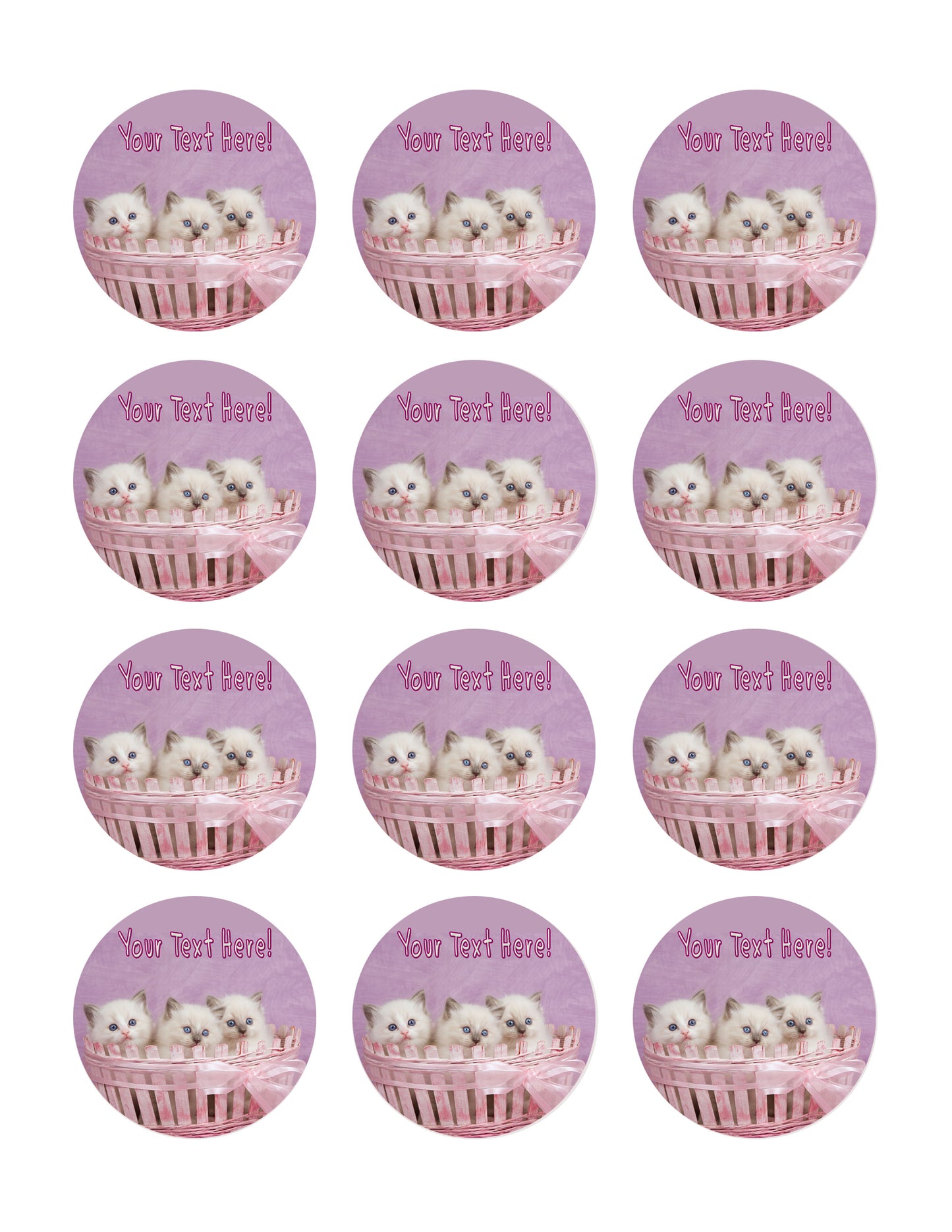 Cute Pretty Ragdoll Kittens - Edible Cake Topper, Cupcake Toppers, Strips