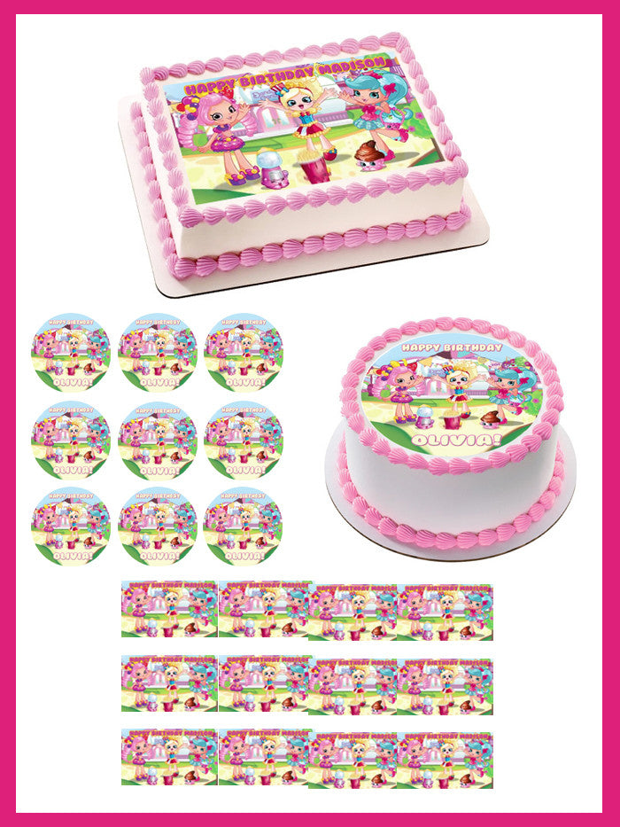 Cute Shopkins Shoppies Edible Birthday Cake Topper OR Cupcake Topper, Decor - Edible Prints On Cake (Edible Cake &Cupcake Topper)