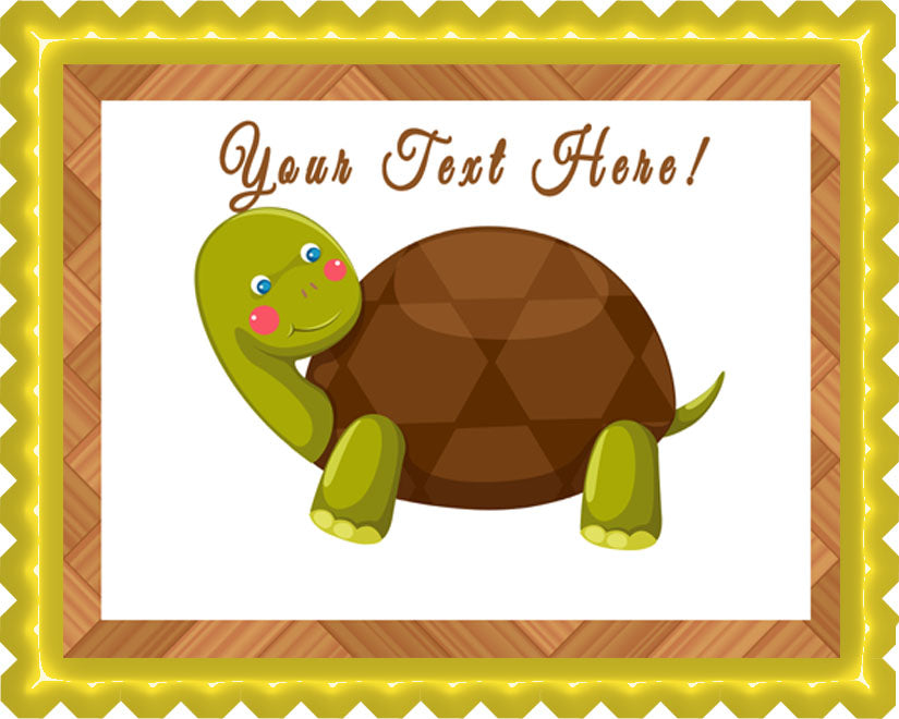 Cute Turtle - Edible Cake Topper, Cupcake Toppers, Strips
