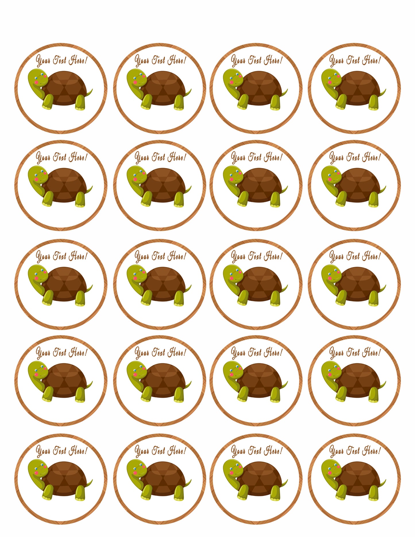 Cute Turtle - Edible Cake Topper, Cupcake Toppers, Strips
