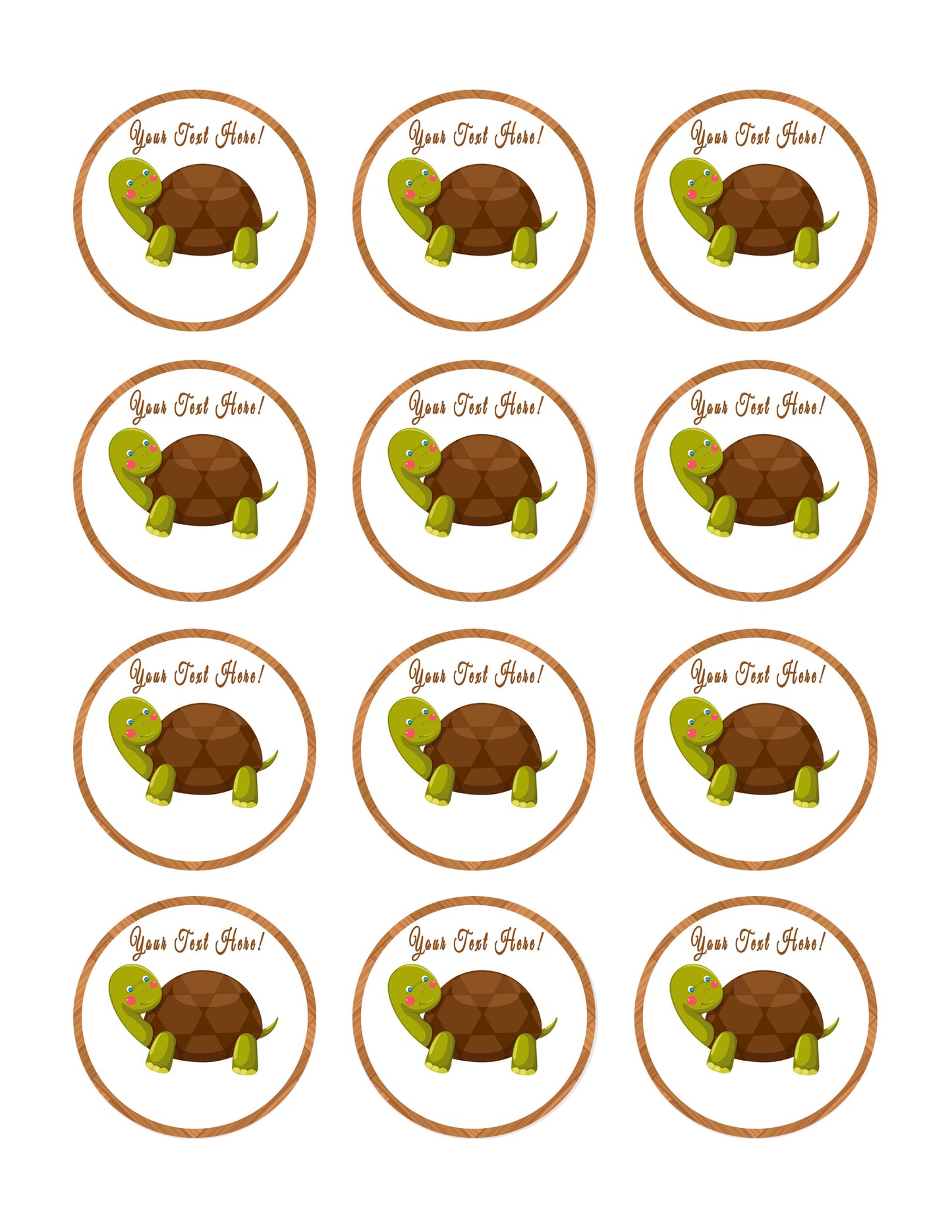 Cute Turtle - Edible Cake Topper, Cupcake Toppers, Strips