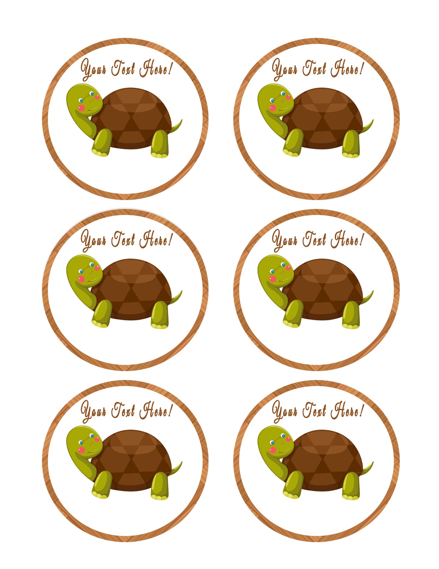 Cute Turtle - Edible Cake Topper, Cupcake Toppers, Strips