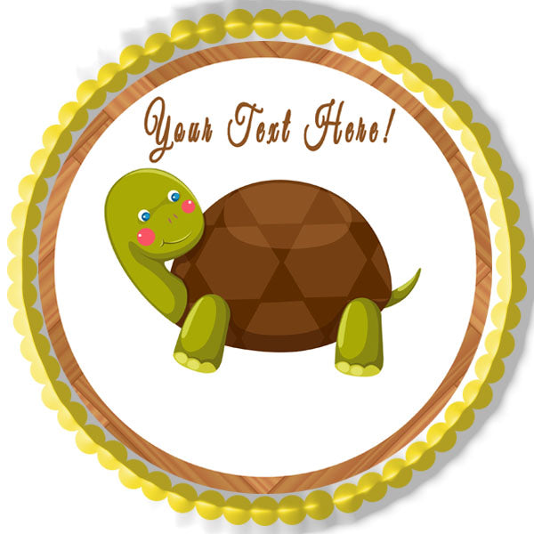 Cute Turtle - Edible Cake Topper, Cupcake Toppers, Strips