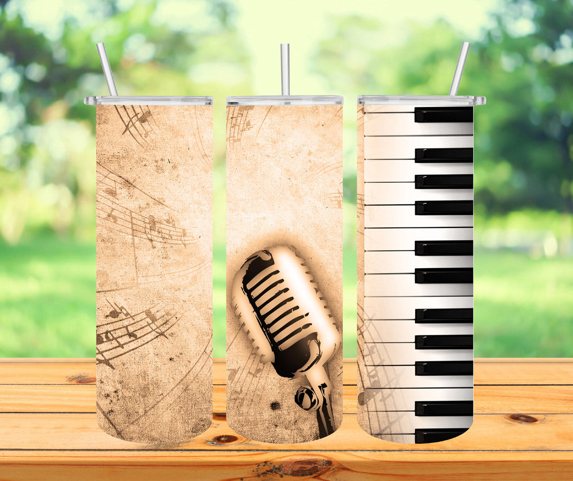 Dirty Music Tumbler with Lid and Straw, Insulated Skinny Tumbler, 20 oz Water Cup