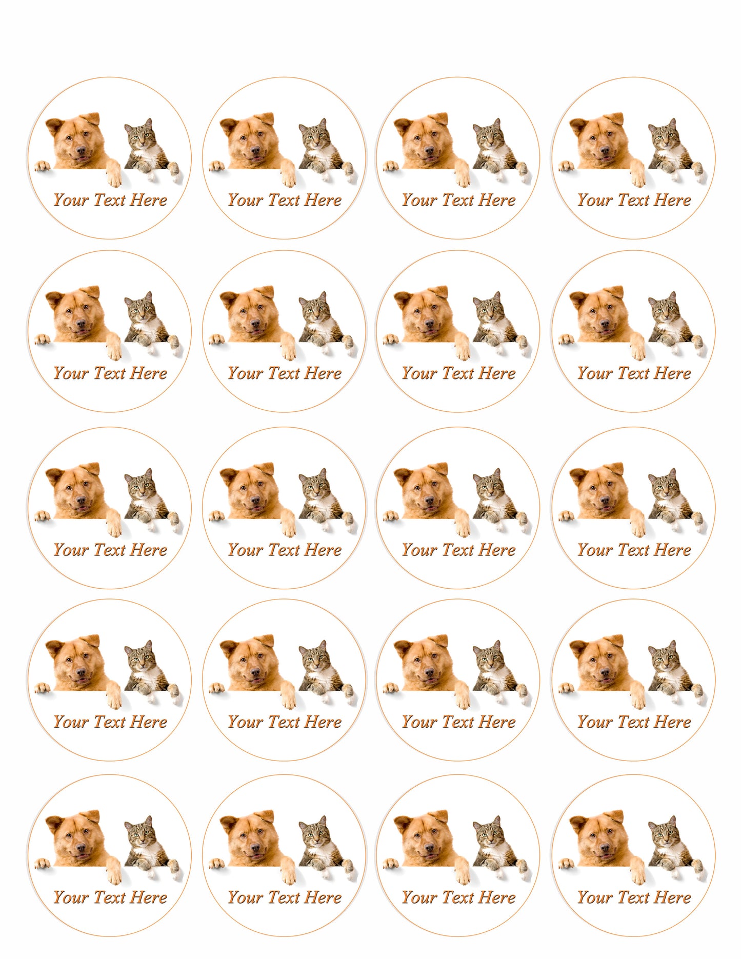 Dog and Cat - Edible Cake Topper, Cupcake Toppers, Strips