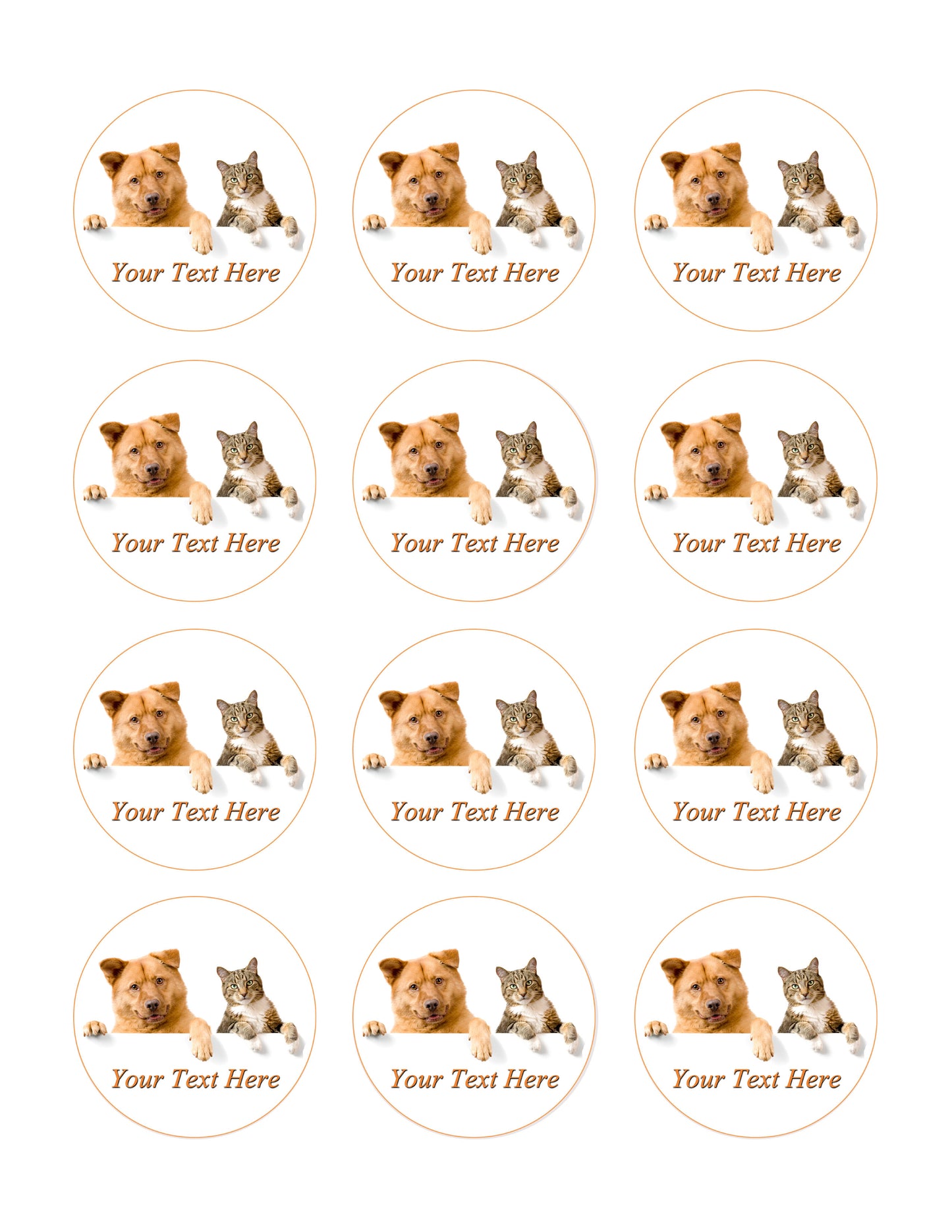 Dog and Cat - Edible Cake Topper, Cupcake Toppers, Strips