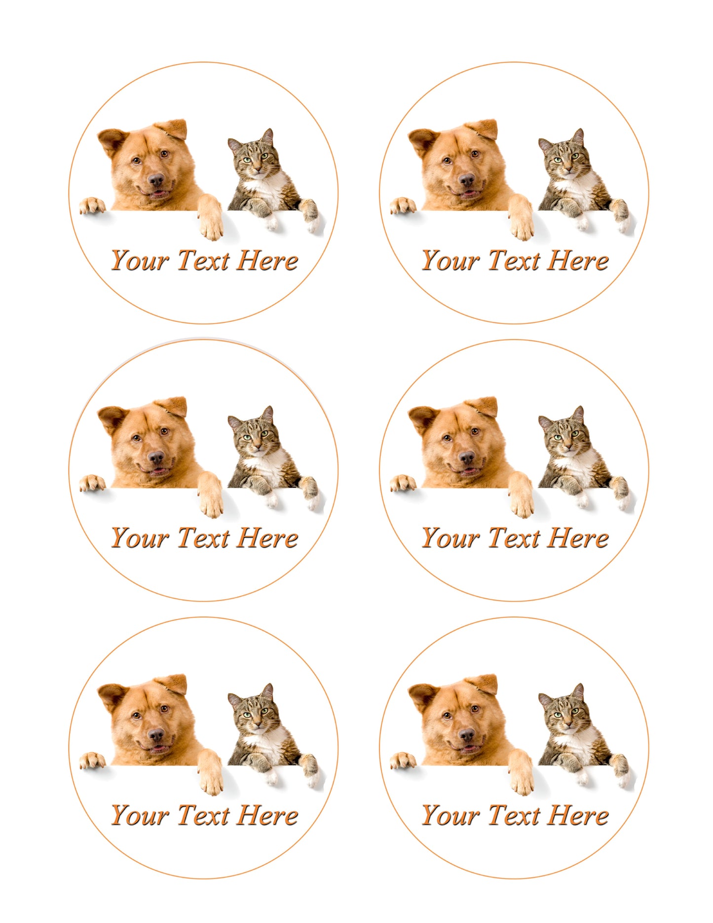 Dog and Cat - Edible Cake Topper, Cupcake Toppers, Strips
