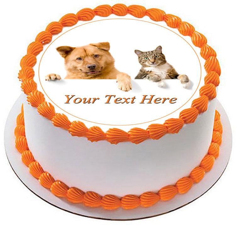 Dog and Cat - Edible Cake Topper, Cupcake Toppers, Strips