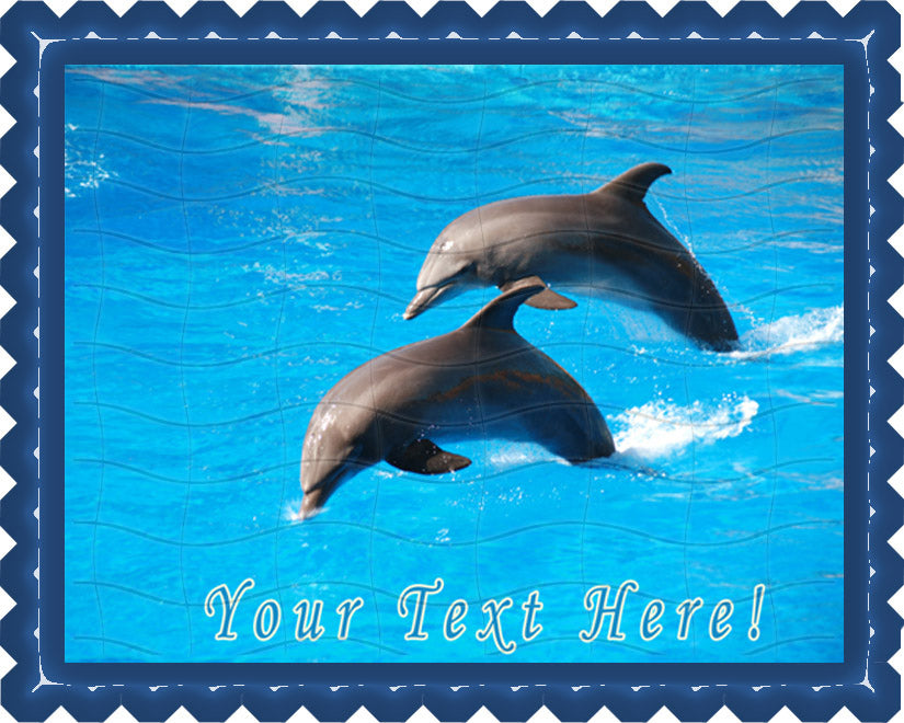 Dolphin Jumping - Edible Cake Topper, Cupcake Toppers, Strips