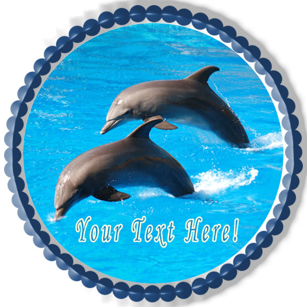 Dolphin Jumping - Edible Cake Topper, Cupcake Toppers, Strips