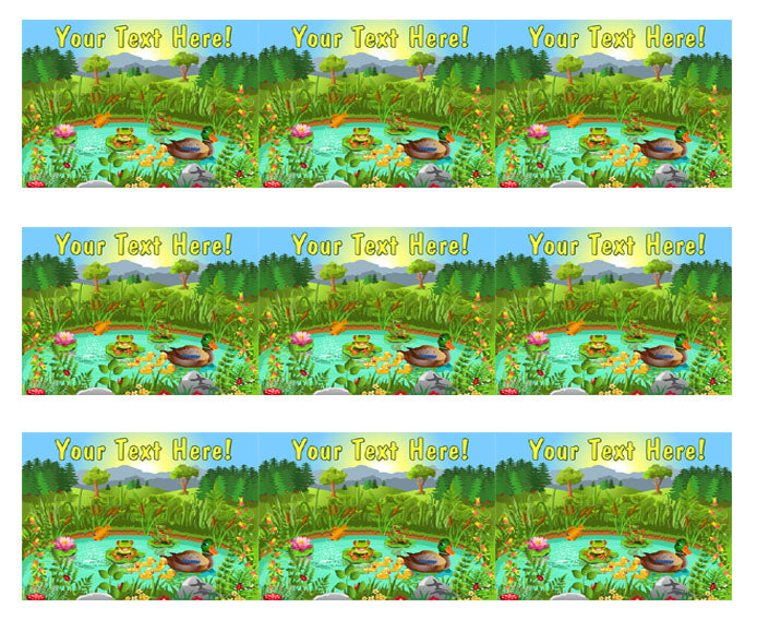 Duck Pond Near the Forest and Mountain - Edible Cake Topper, Cupcake Toppers, Strips