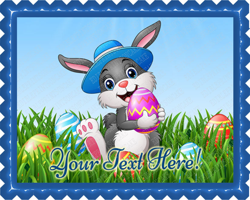 Easter Bunny with Egg - Edible Cake Topper, Cupcake Toppers, Strips