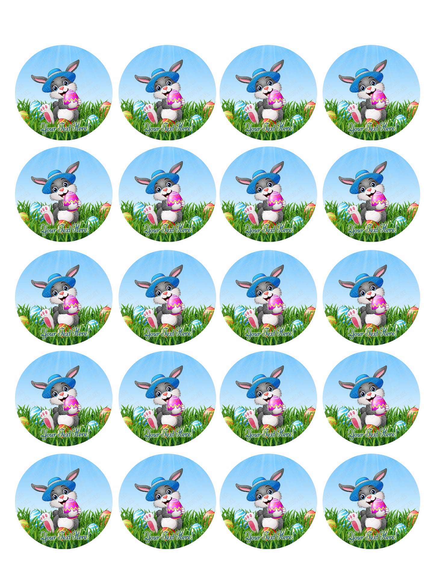 Easter Bunny with Egg - Edible Cake Topper, Cupcake Toppers, Strips