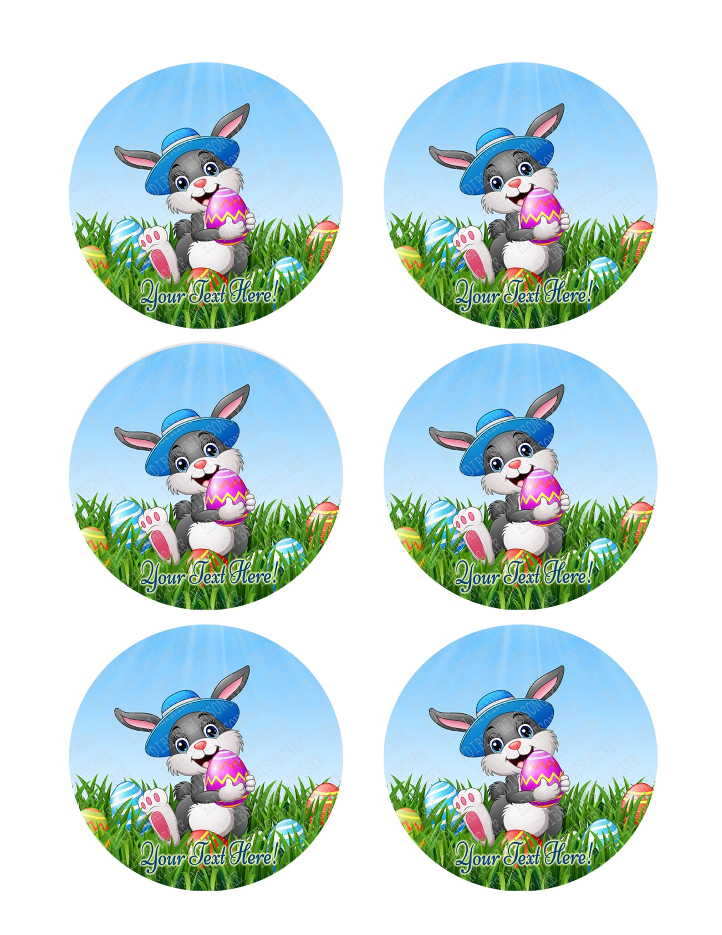 Easter Bunny with Egg - Edible Cake Topper, Cupcake Toppers, Strips
