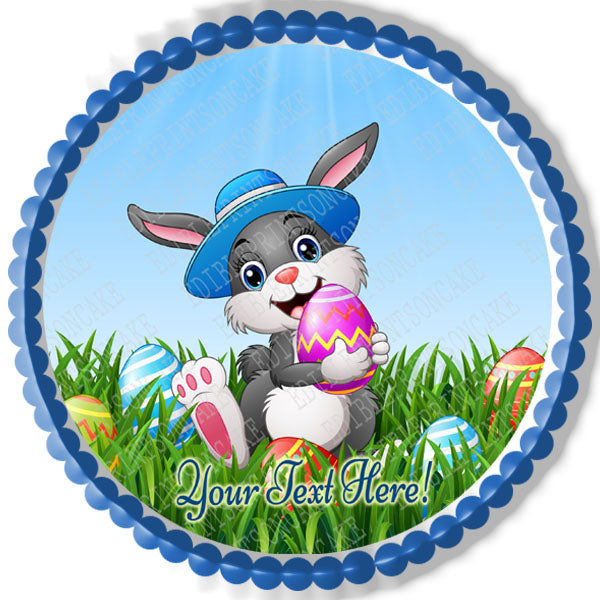 Easter Bunny with Egg - Edible Cake Topper, Cupcake Toppers, Strips