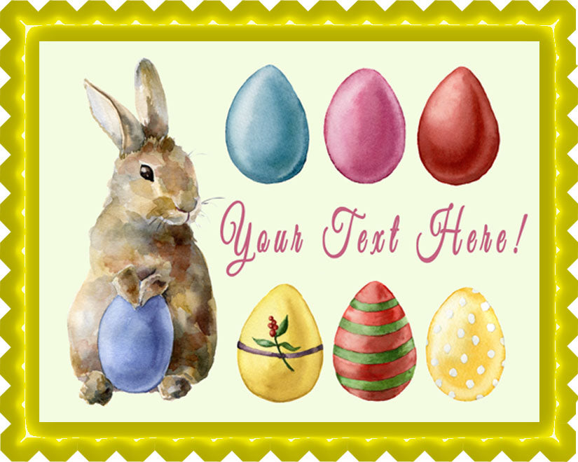 Easter Rabbit and Eggs - Edible Cake Topper, Cupcake Toppers, Strips