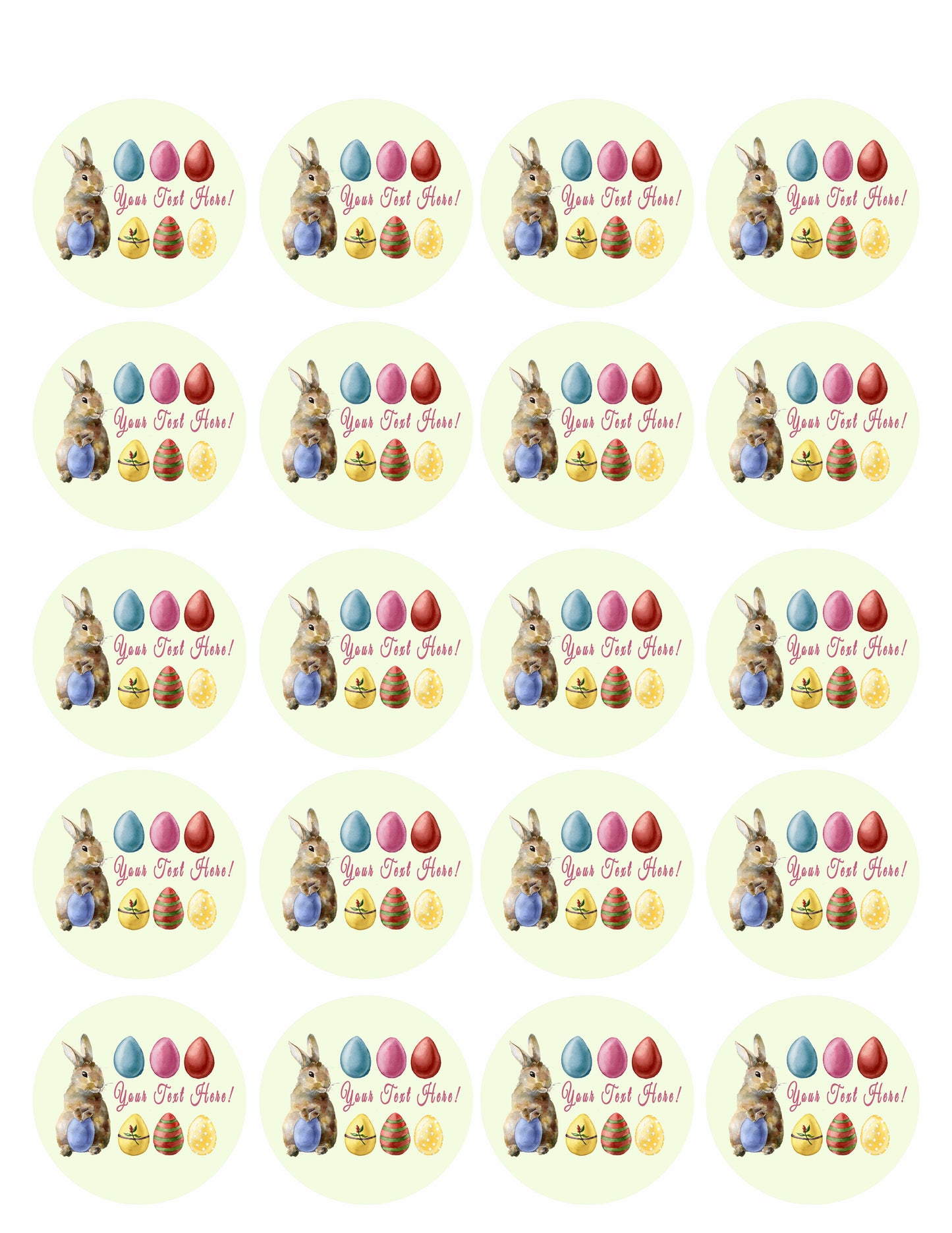 Easter Rabbit and Eggs - Edible Cake Topper, Cupcake Toppers, Strips