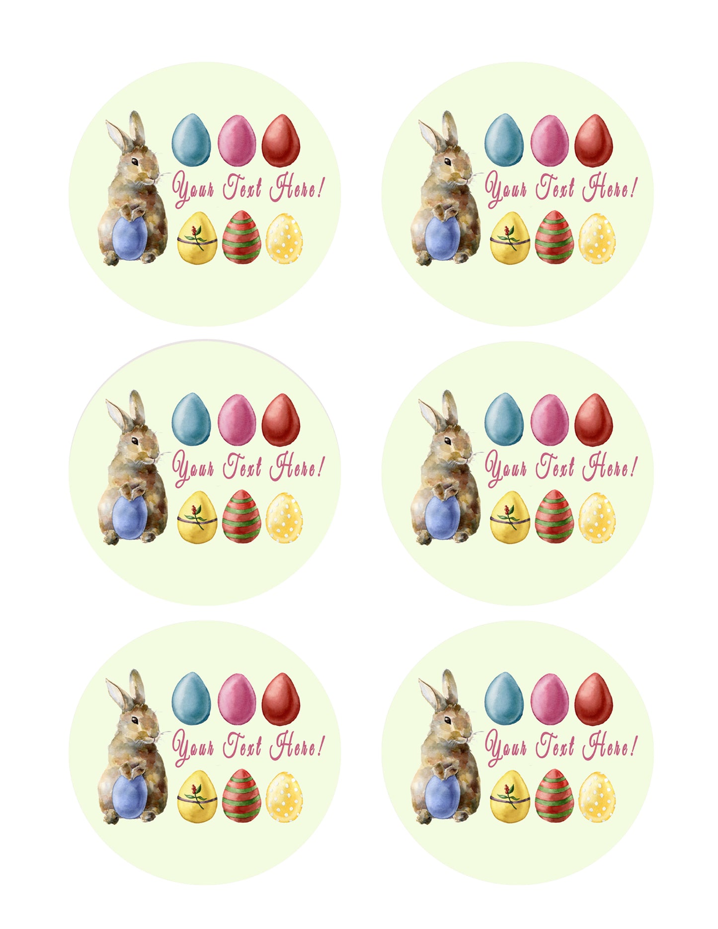 Easter Rabbit and Eggs - Edible Cake Topper, Cupcake Toppers, Strips