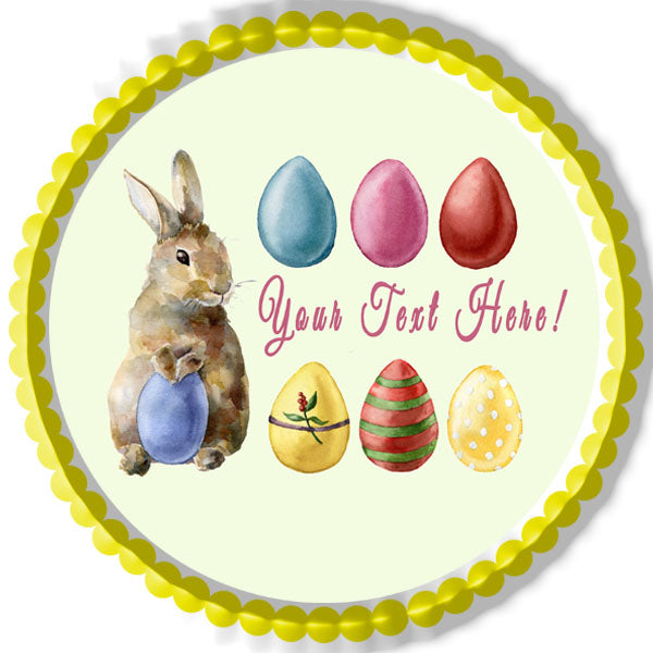 Easter Rabbit and Eggs - Edible Cake Topper, Cupcake Toppers, Strips