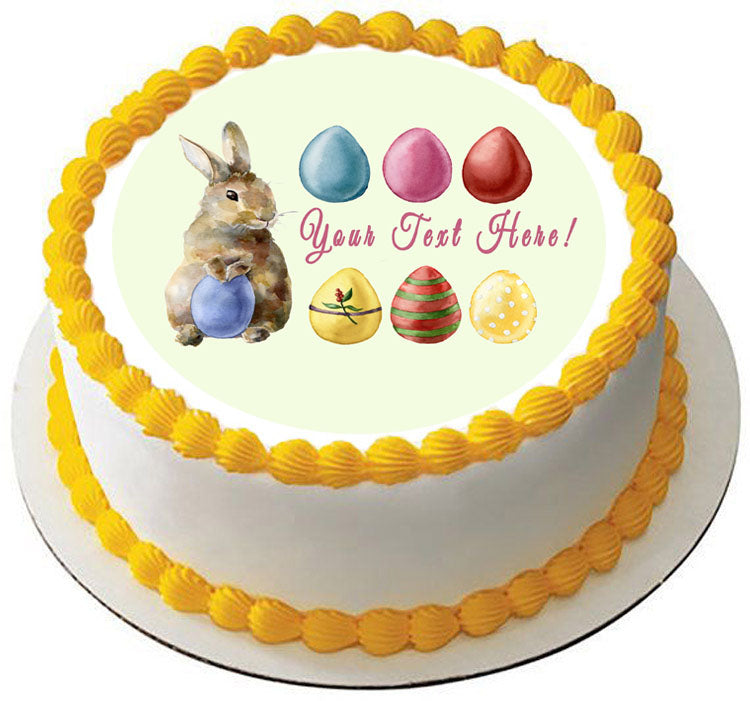 Easter Rabbit and Eggs - Edible Cake Topper, Cupcake Toppers, Strips
