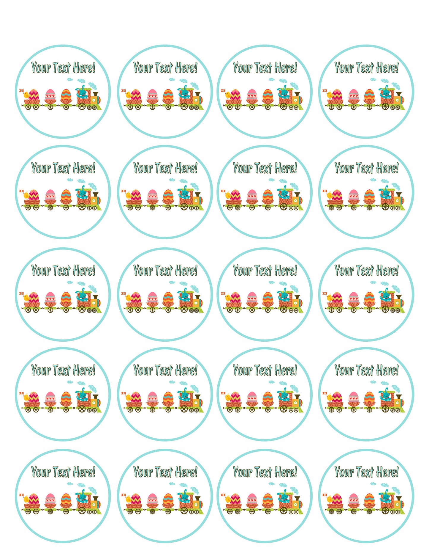 Easter Train - Edible Cake Topper, Cupcake Toppers, Strips
