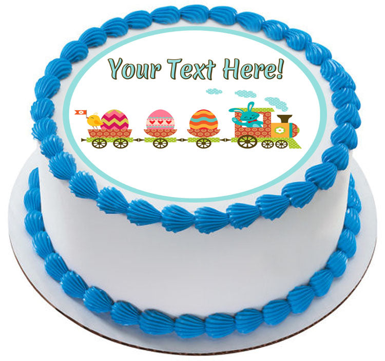 Easter Train - Edible Cake Topper, Cupcake Toppers, Strips