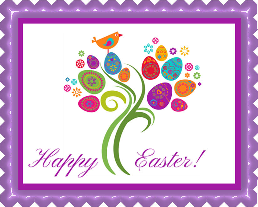 Easter Tree - Edible Cake Topper, Cupcake Toppers, Strips