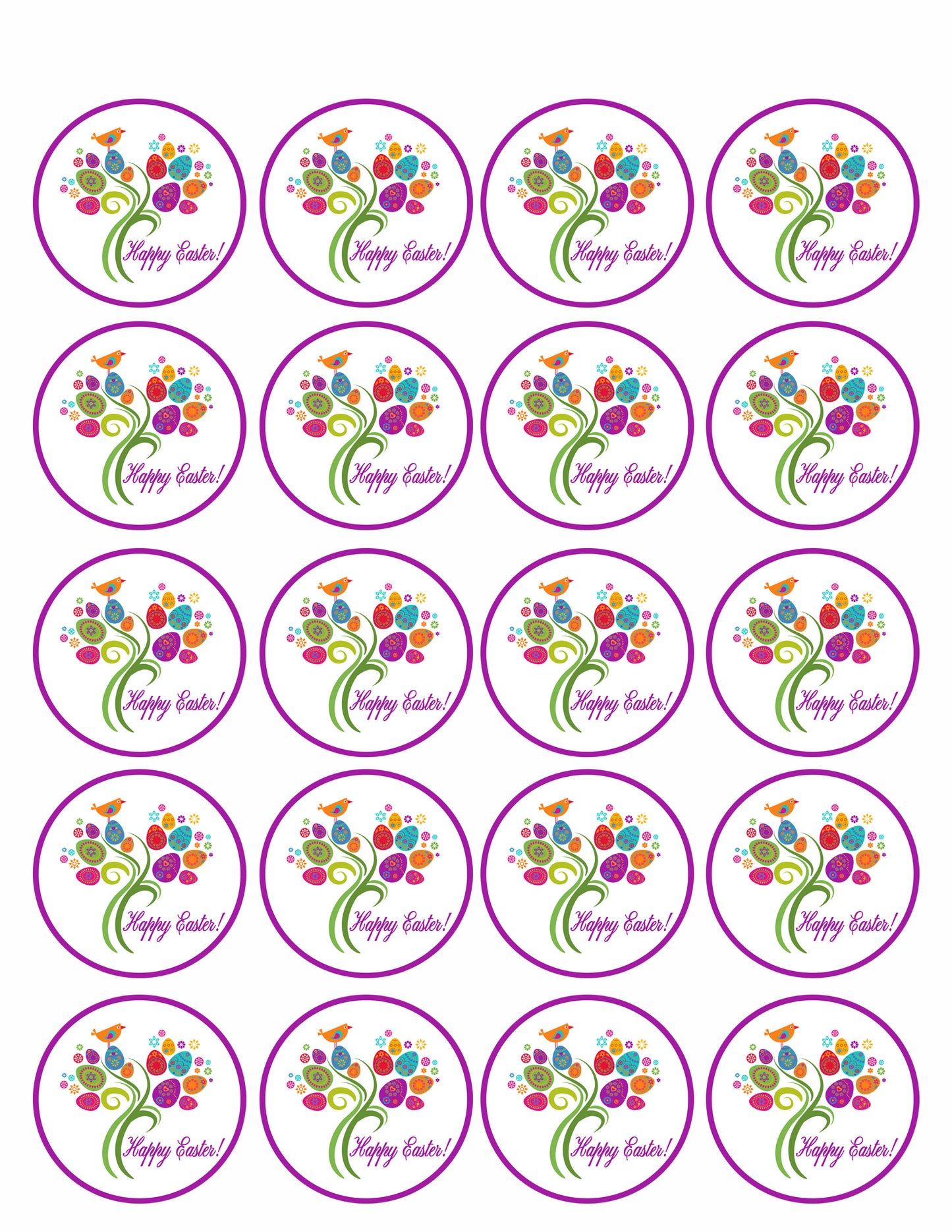 Easter Tree - Edible Cake Topper, Cupcake Toppers, Strips