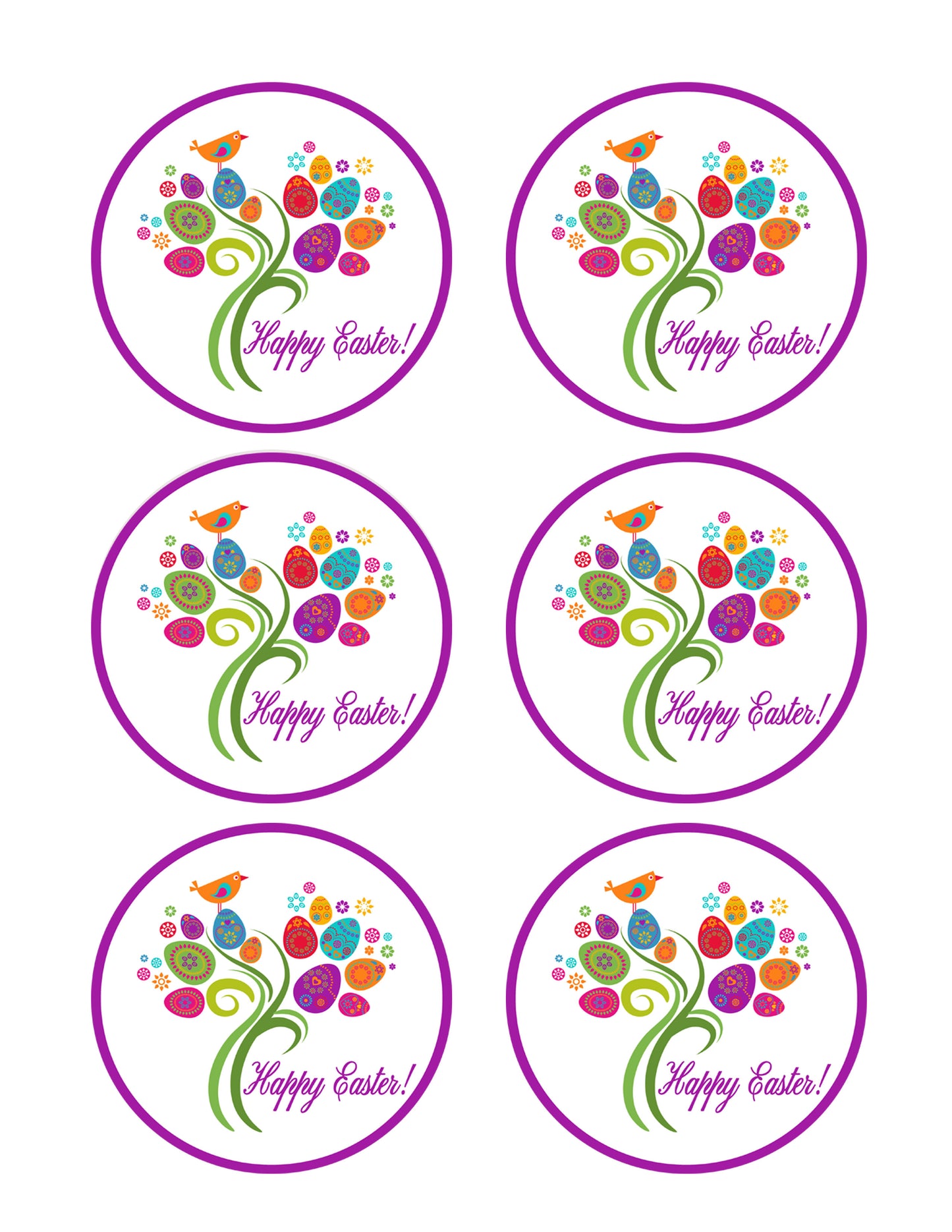 Easter Tree - Edible Cake Topper, Cupcake Toppers, Strips