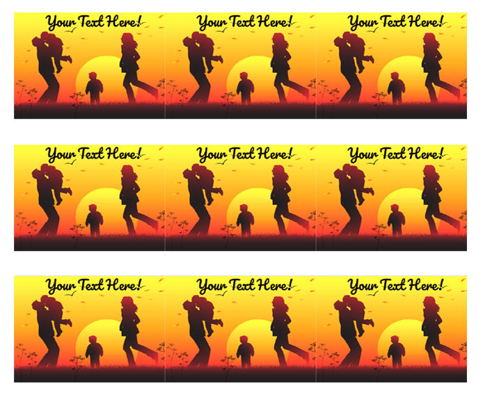 Family Sunset Silhouette - Edible Cake Topper, Cupcake Toppers, Strips
