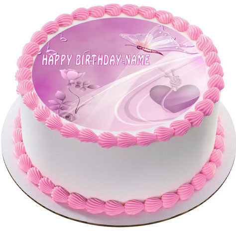 Flowers pink rose Edible Birthday Cake Topper OR Cupcake Topper, Decor